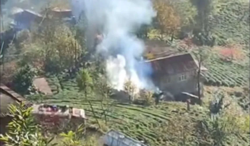 Rize’nin Muradiye Beldesinde Yangın