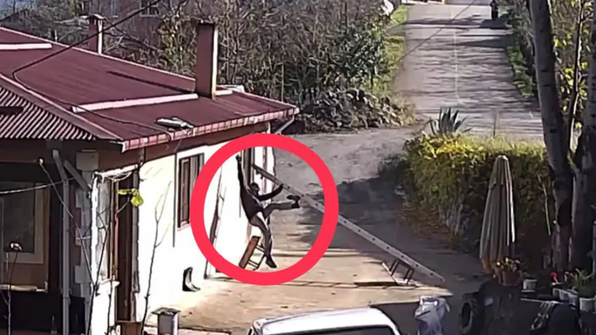 Baca şapkasını değiştirmek için çıktığı çatıdan düştü; o anlar kamerada