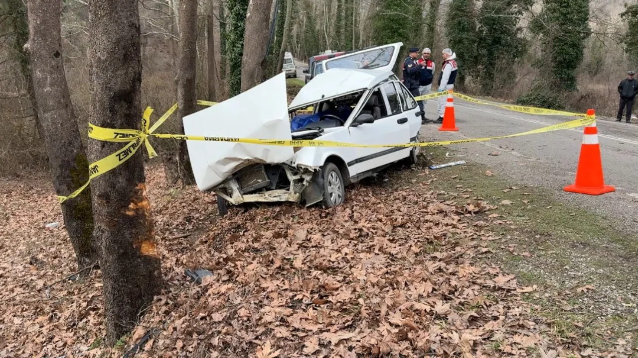 Otomobil ağaca çarptı: 1 ölü, 2 yaralı