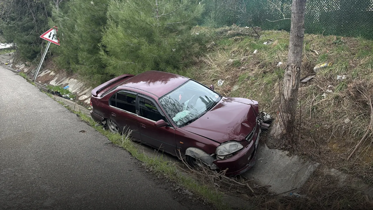 Samsun'da yoldan çıkan otomobilin sürücüsü yaralandı