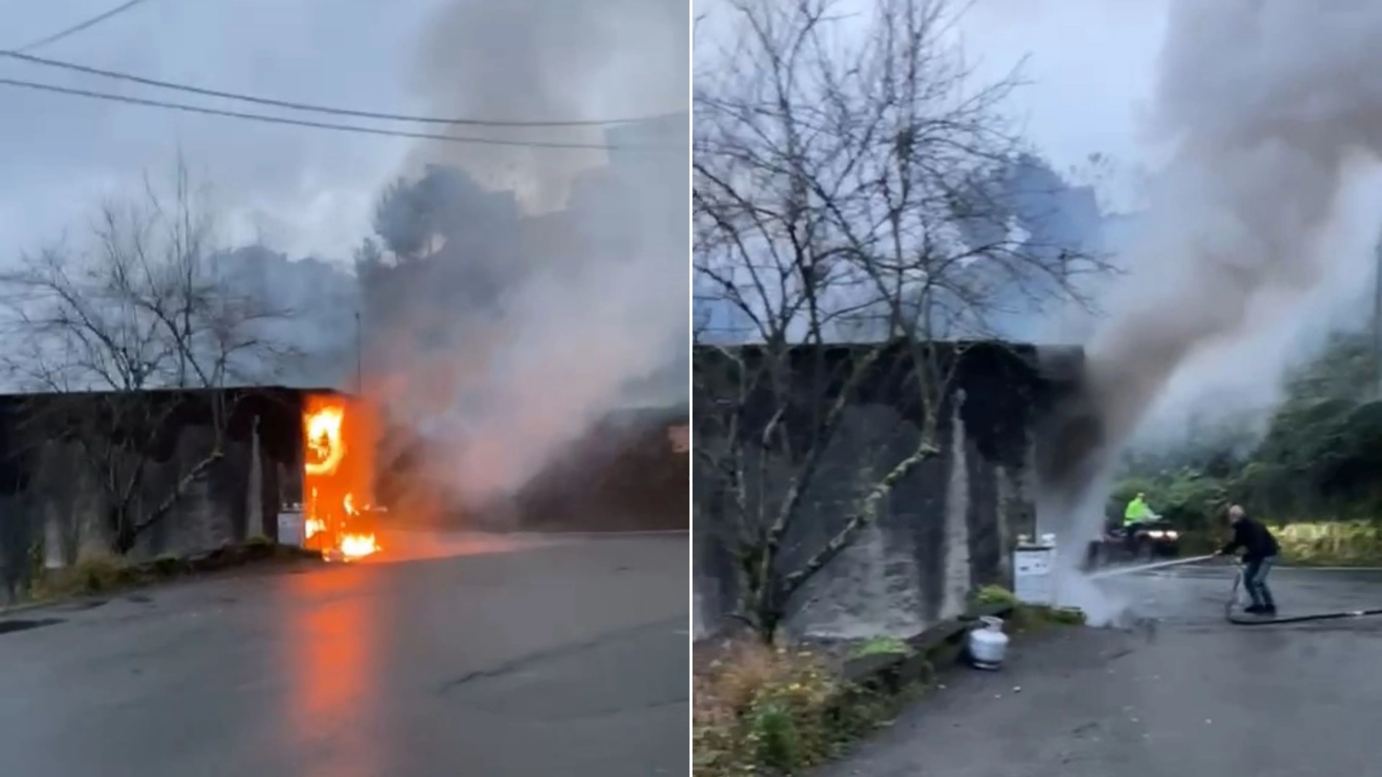 Rize'de mahalle bakkalında yangın çıktı